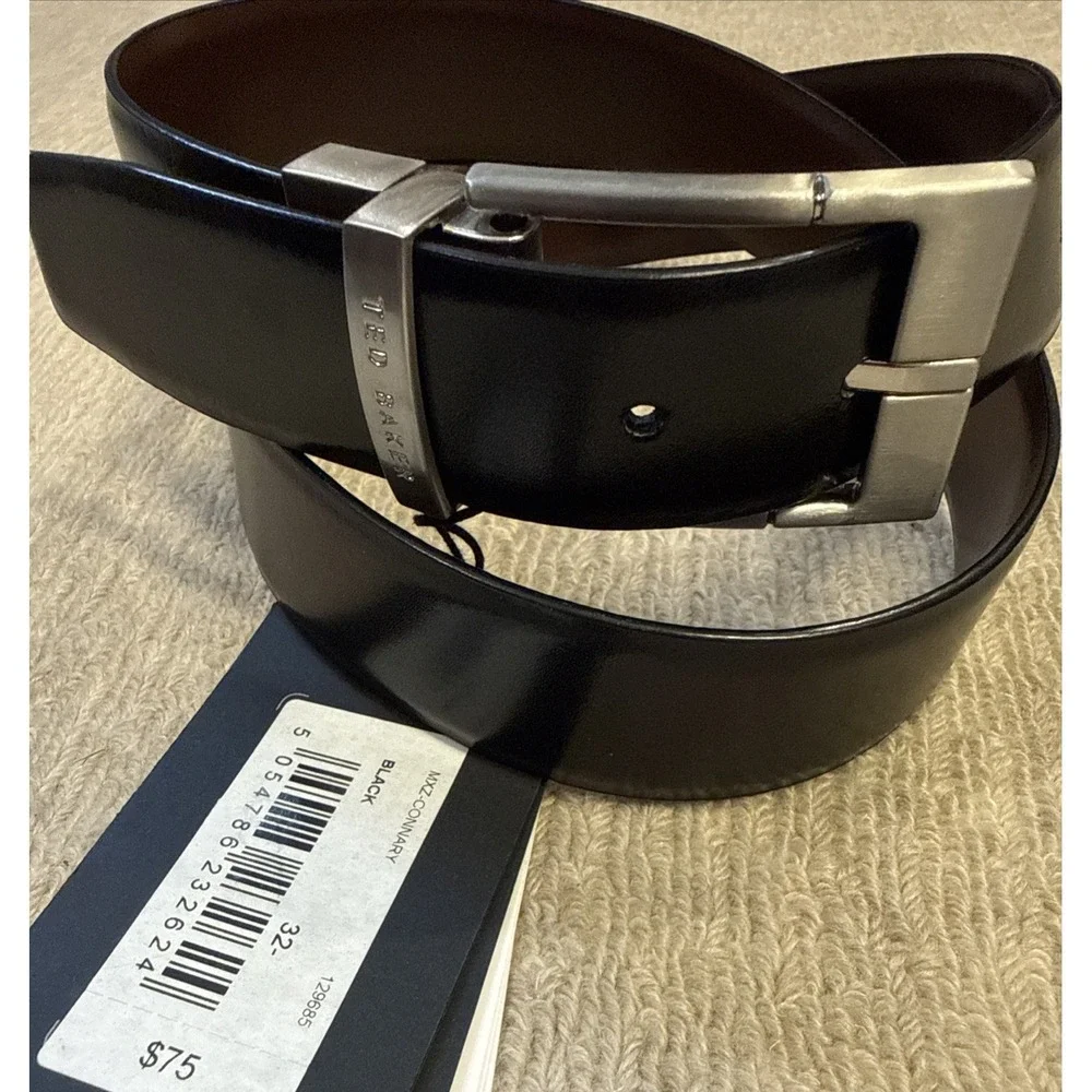 Ted Baker Authentic Mens NWTReversible Belt - Black/ Brown  32 ( fits 30